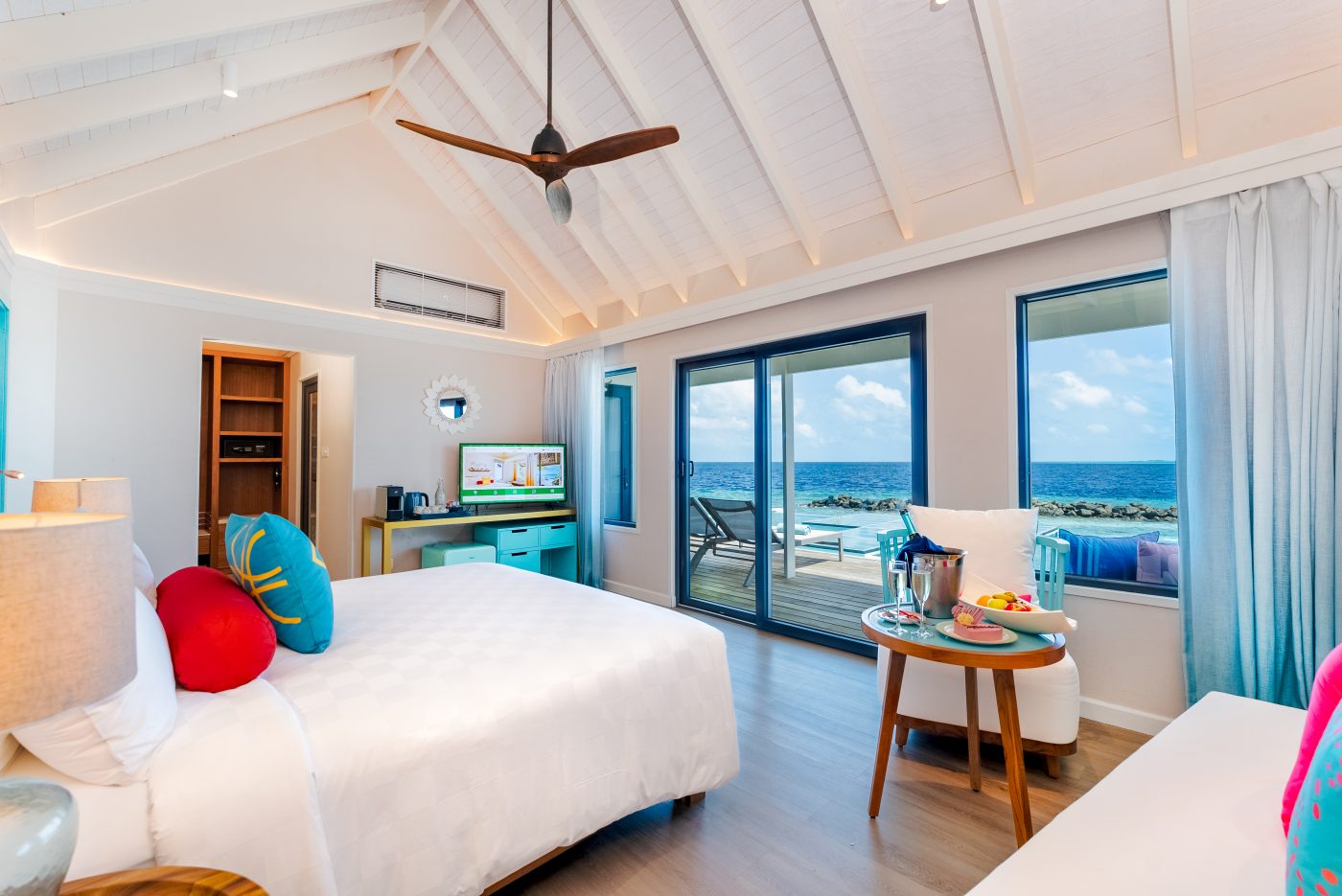 Honeymoon Sunset Water Villa bedroom