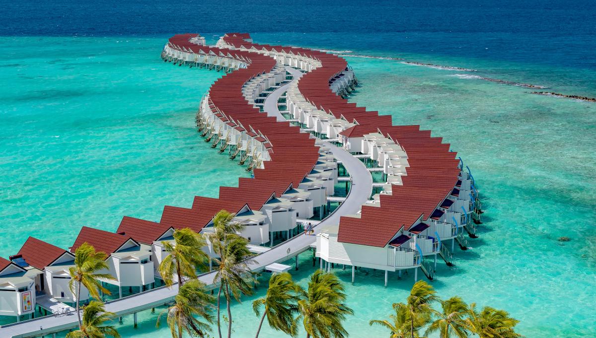 Water villas from above
